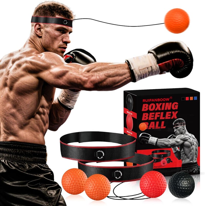 swardroof Boxing Reflex Ball Headband Set - 4-Pack Reflex Balls with 2 Adjustable Headbands for Boxing & MMA, Perfect for Improving Reaction Speed, Timing, Accuracy, Focus and Hand-Eye Coordination - Image 1